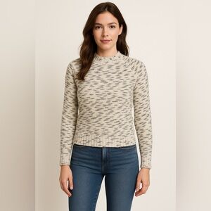 J.Crew Speckle Gray & Beige Cable Knit Sweater S – Crewneck Pullover, Vintage